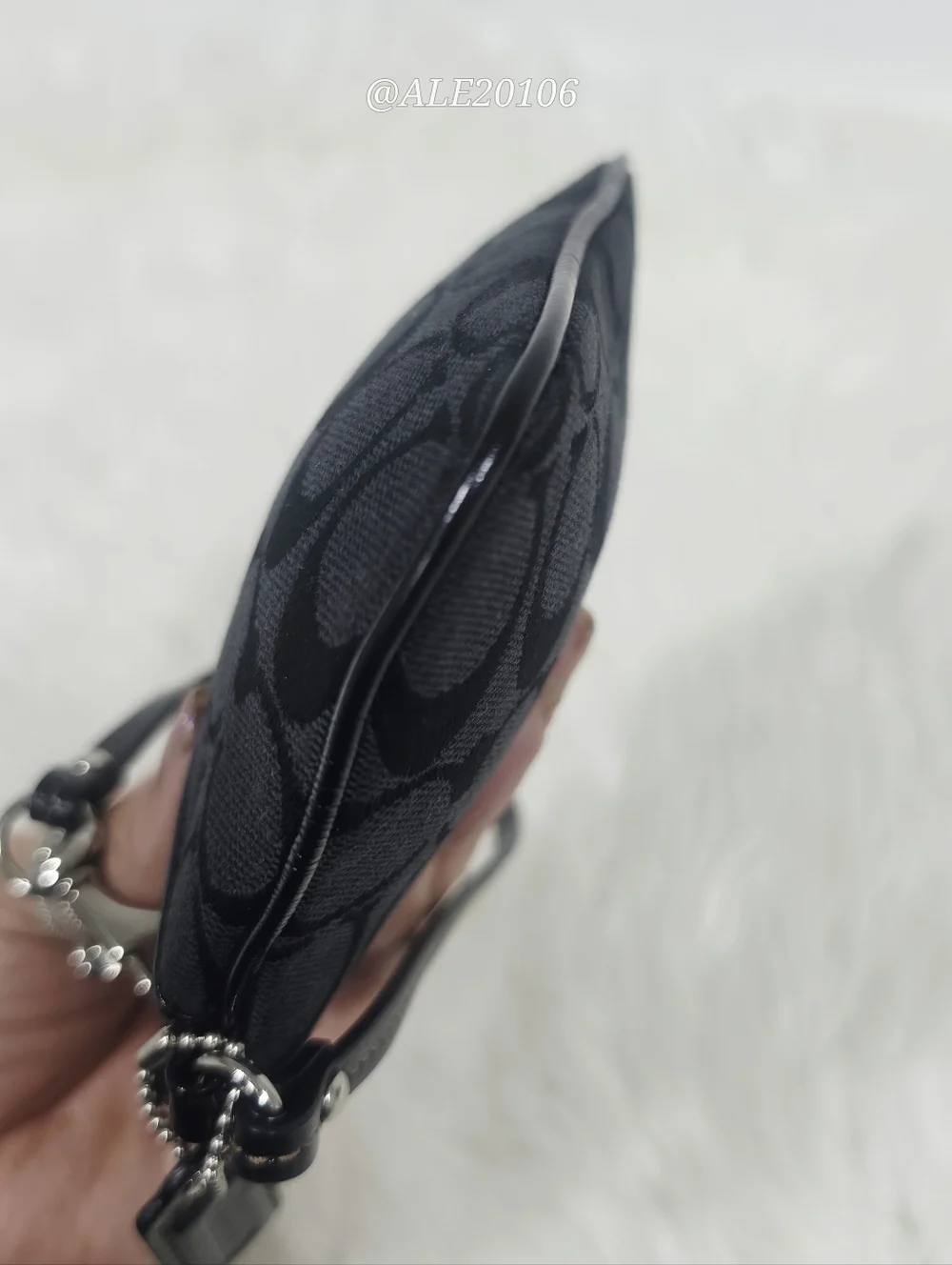 Coach Black Signature Wristlet Canvas Leather Small Pouch Classic